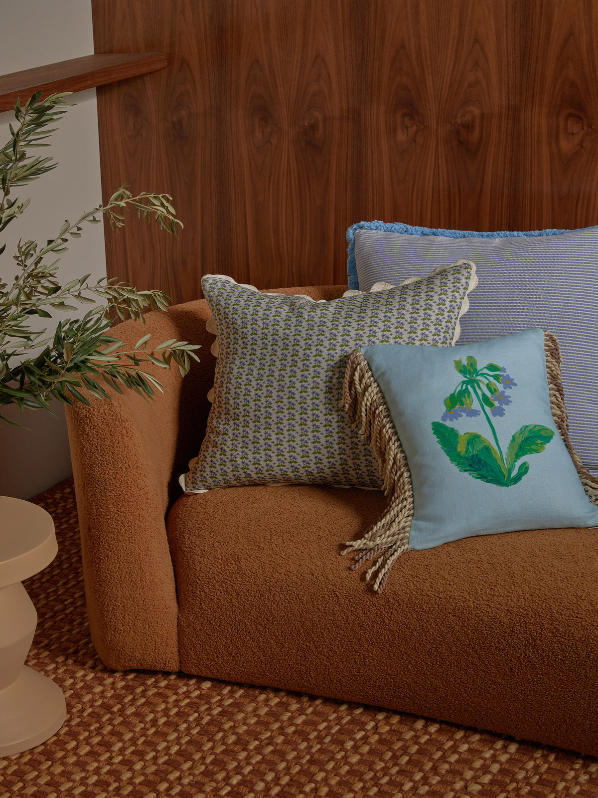 Lea Blue Linen Cushion