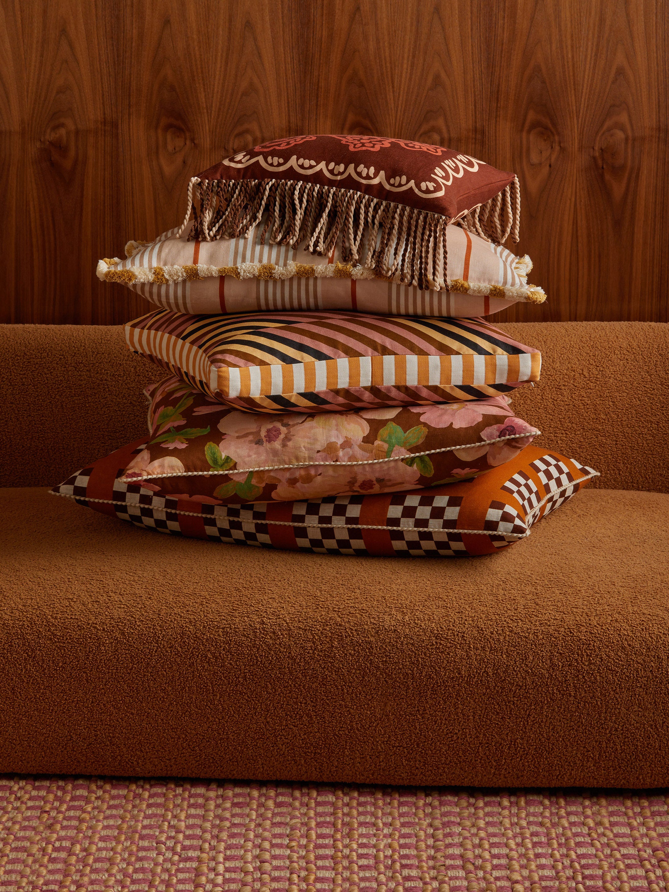 Lattice Tan Linen Cushion