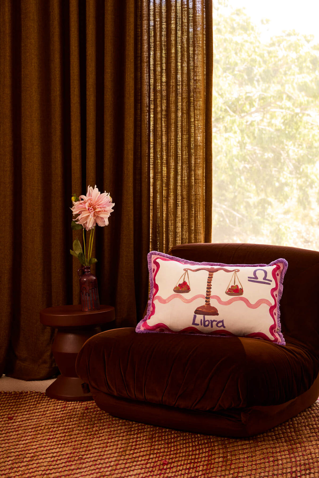 Libra Zodiac Linen Cushion