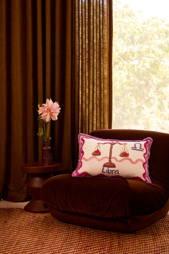 Libra Zodiac Linen Cushion