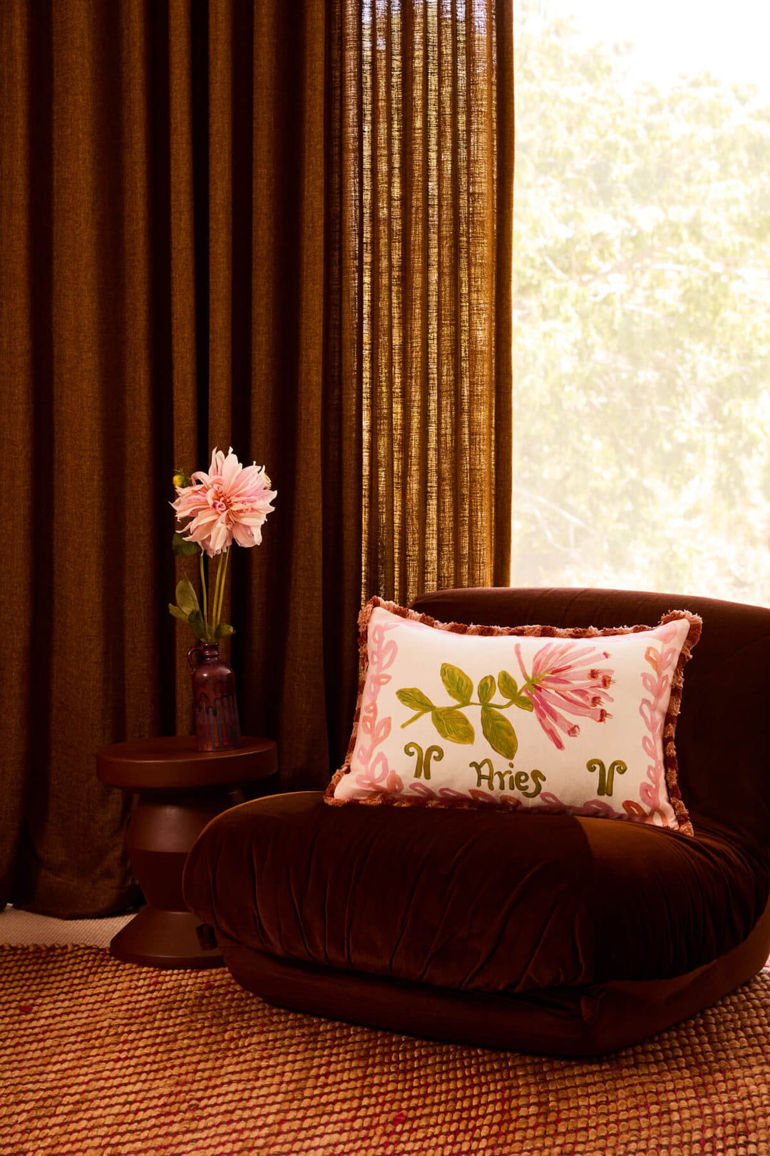 Aries Zodiac Linen Cushion