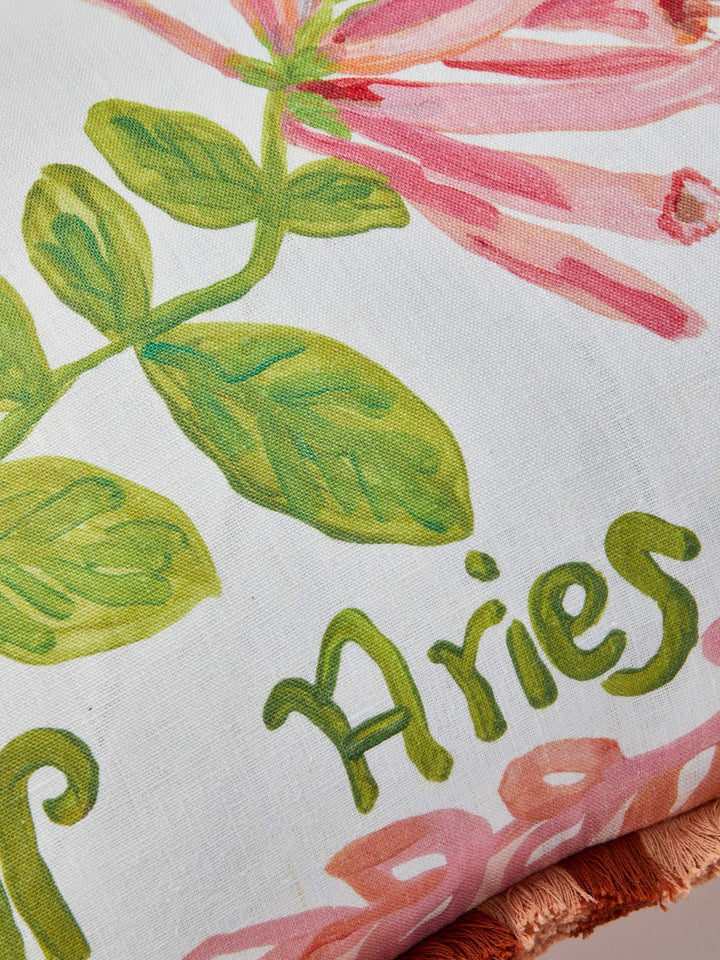 Aries Zodiac Linen Cushion