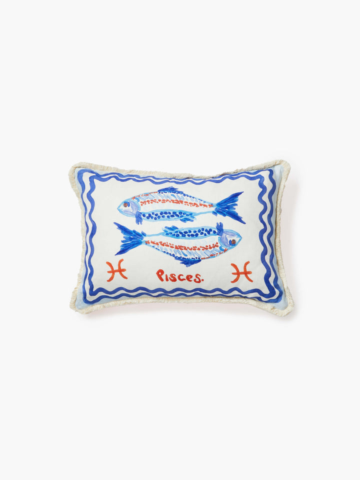 Pisces Zodiac Linen Cushion