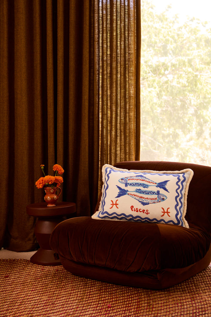 Pisces Zodiac Linen Cushion