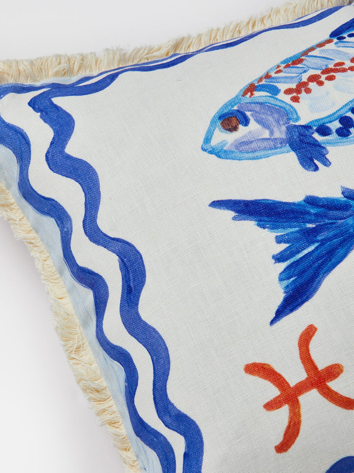 Pisces Zodiac Linen Cushion