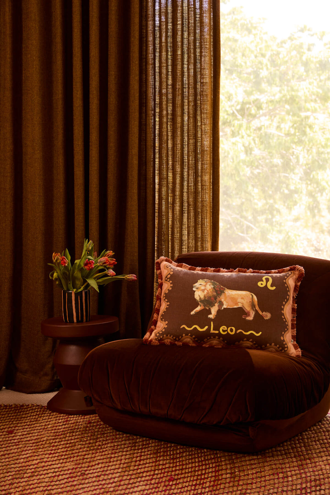 Leo Zodiac Linen Cushion