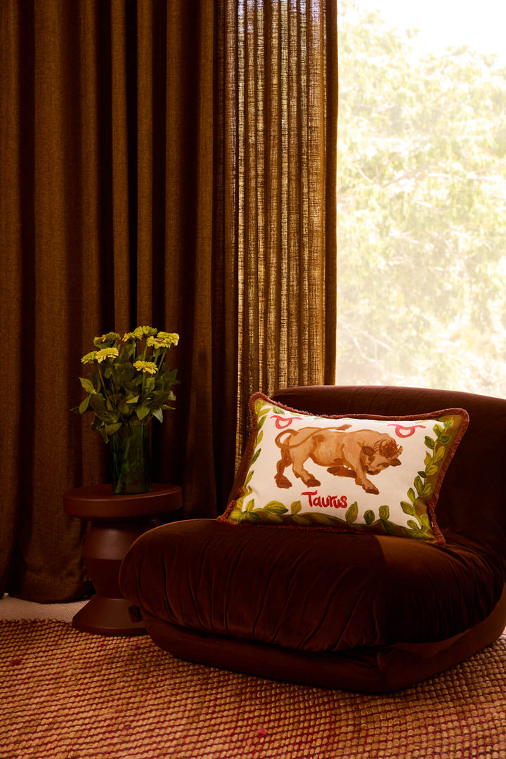 Taurus Zodiac Linen Cushion