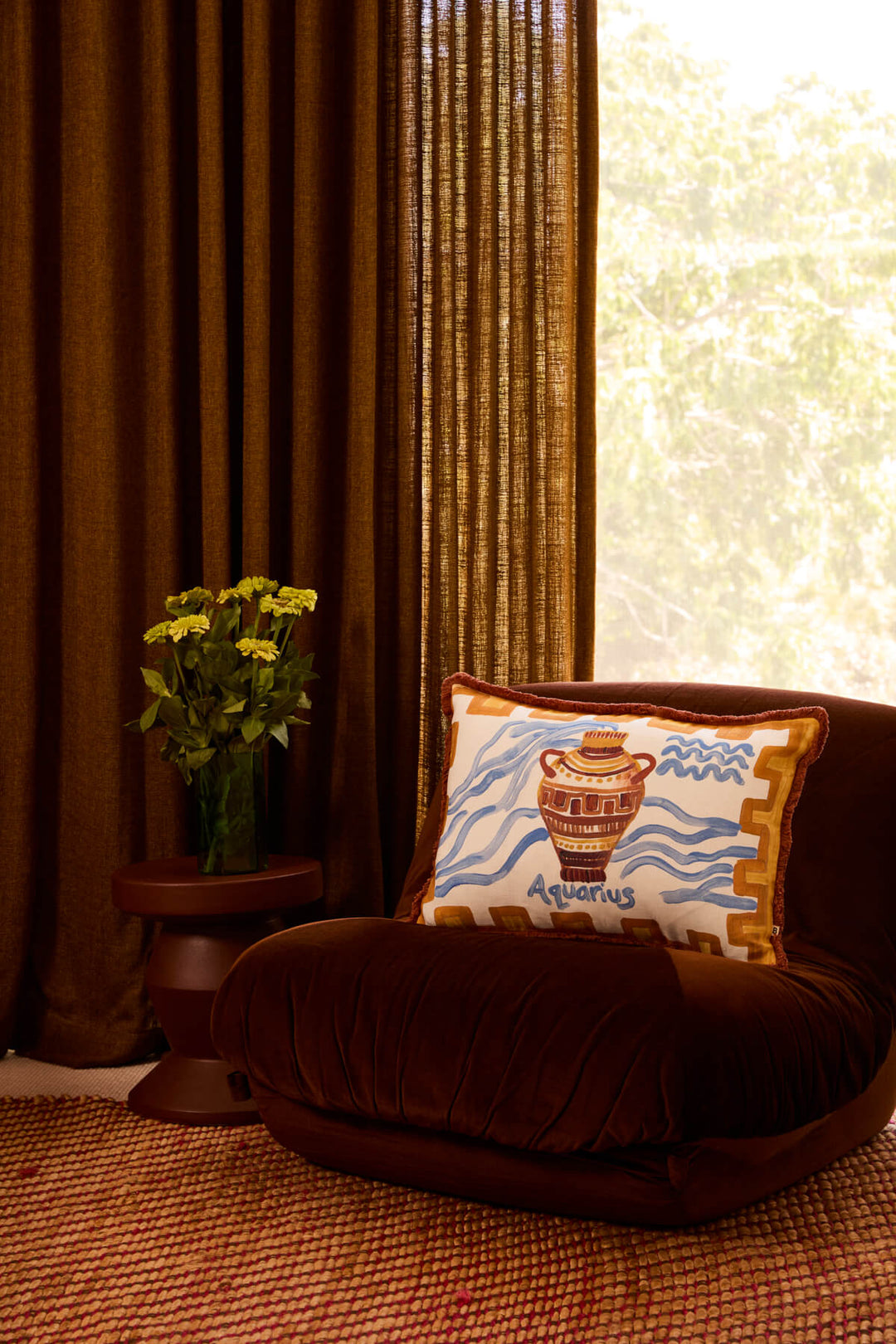 Aquarius Zodiac Linen Cushion