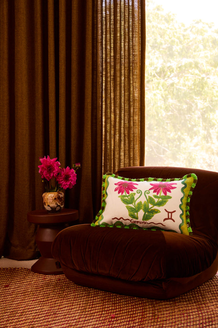 Gemini Zodiac Linen Cushion