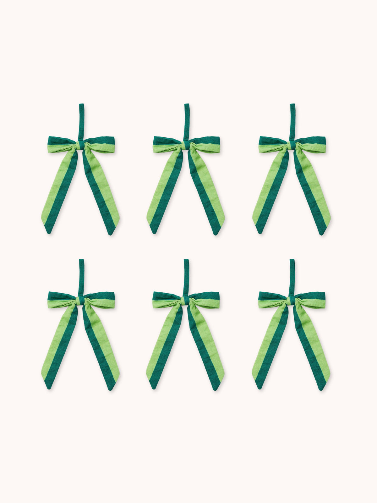 Stripe Green Bow Christmas Decoration Set