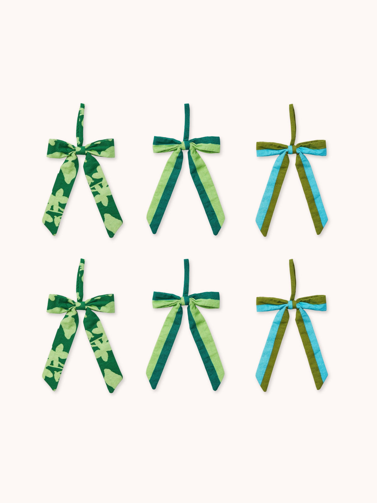 Mixed Green Bow Christmas Decoration Set