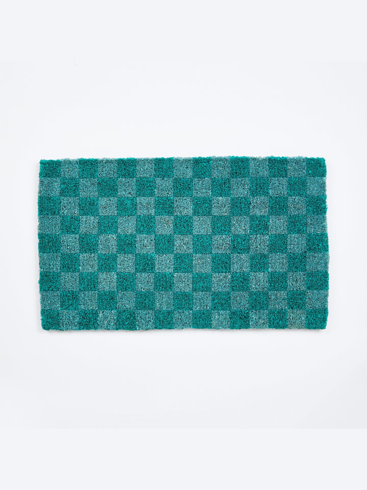 Checkers Green Door Mat