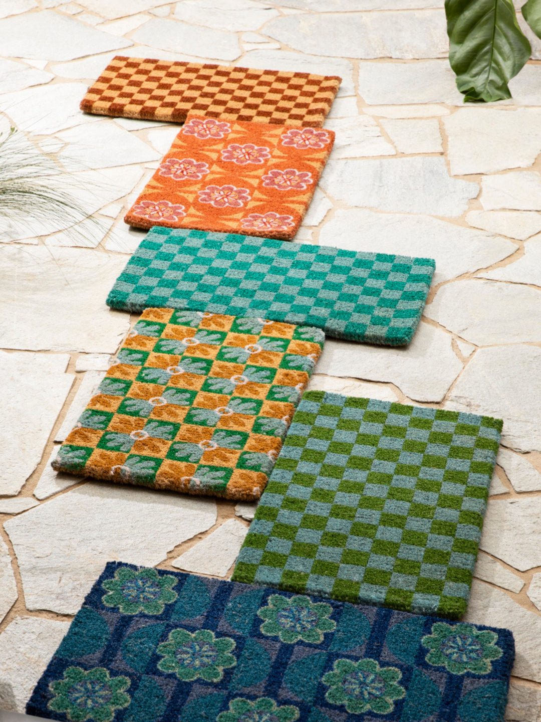 Checkers Green Door Mat