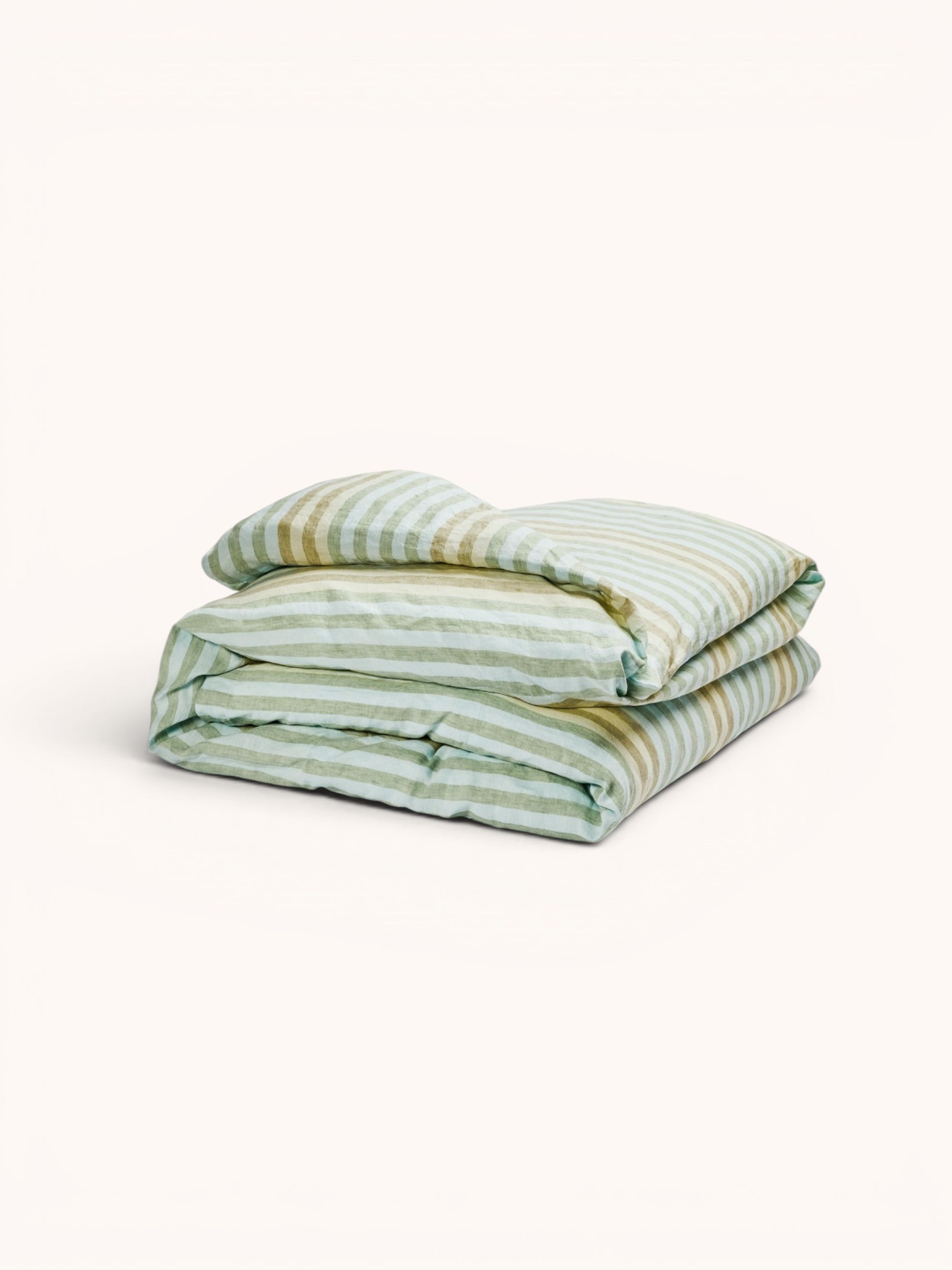 Stripe Blue Green Linen Quilt Cover