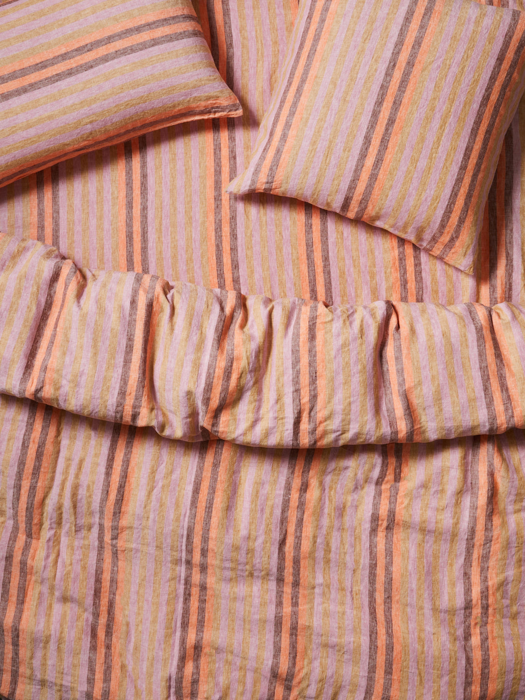 Stripe Orange Linen Quilt Cover