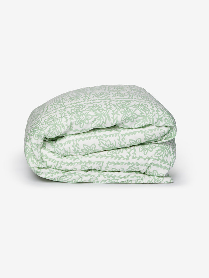 Daisy Sage Linen Quilt Cover