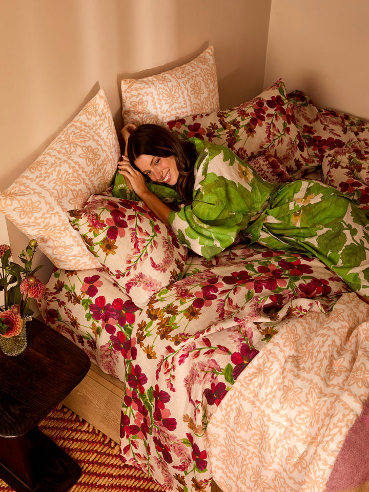 Daisy Buff Linen Quilt Cover