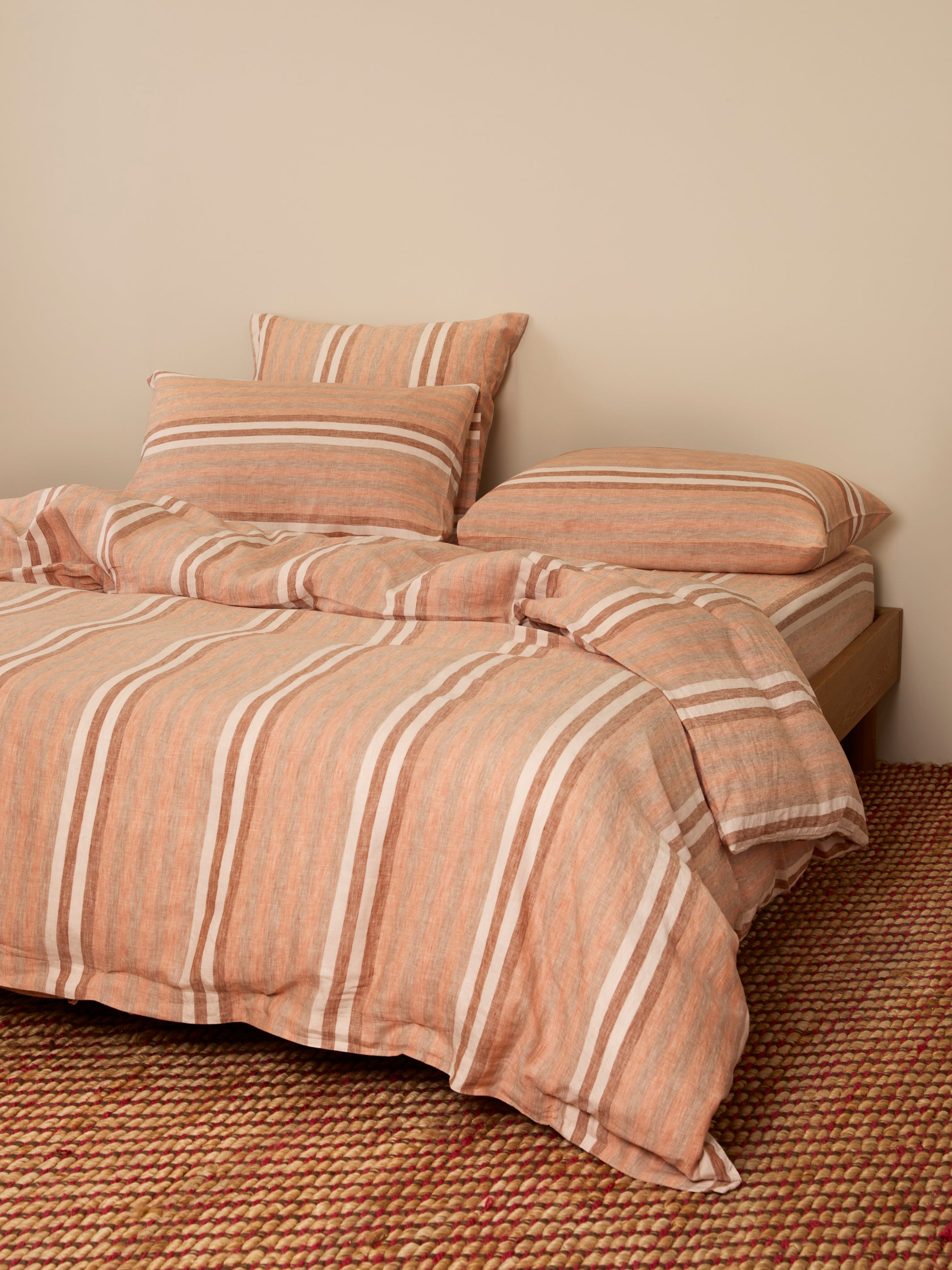 Stripe Hazelnut Linen Quilt Cover