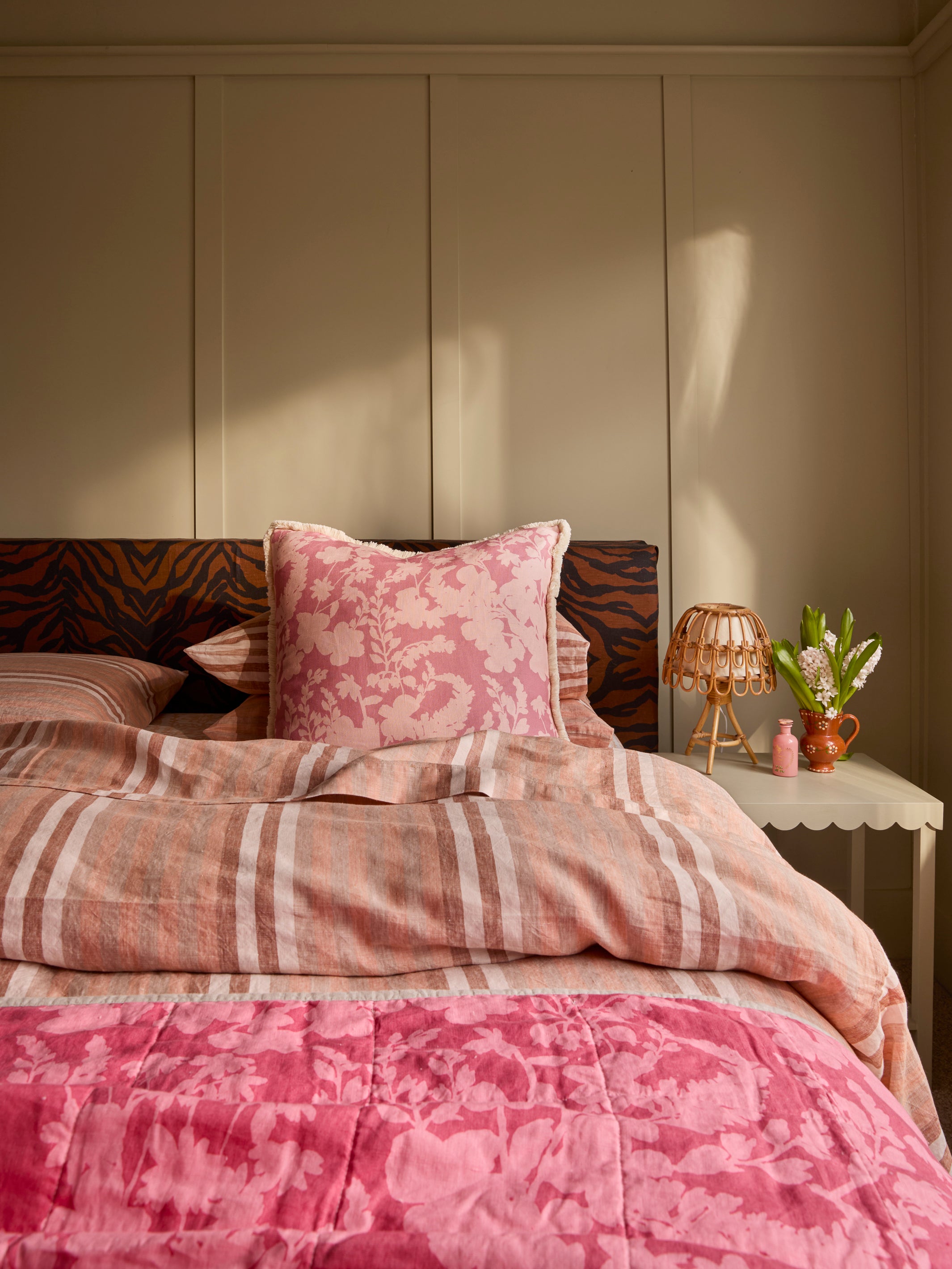Stripe Hazelnut Linen Quilt Cover