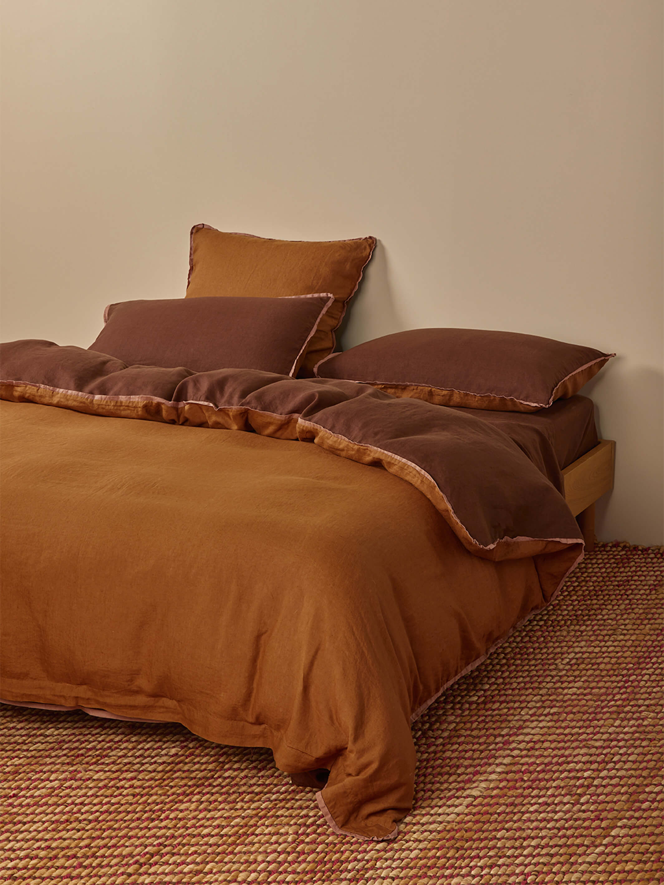 Cocoa & Tan Linen Quilt Cover