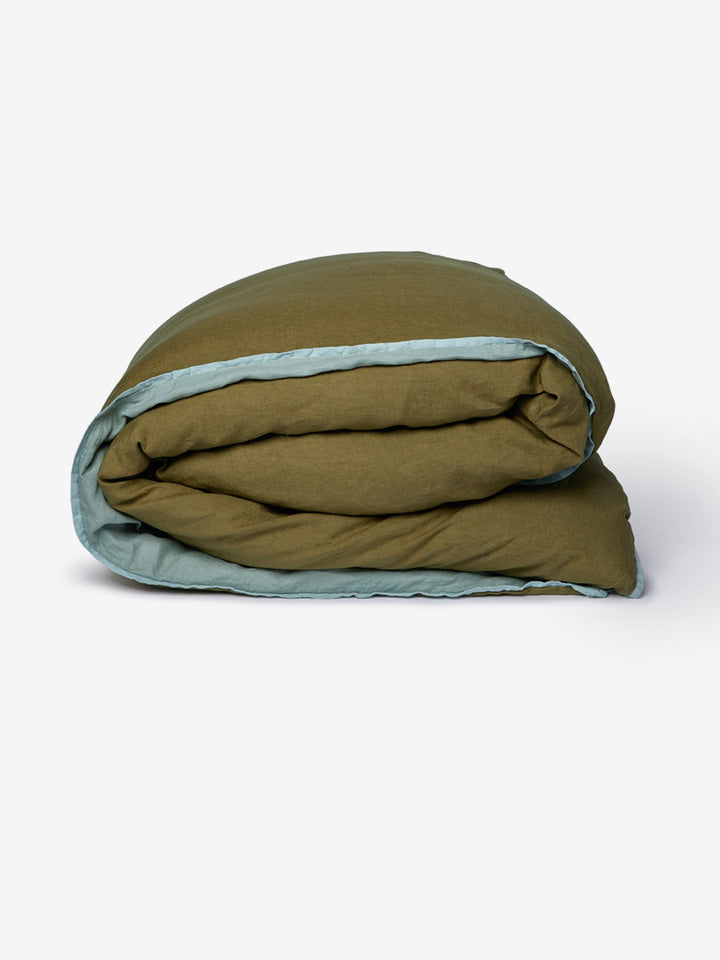 Sage & Khaki Linen Quilt Cover