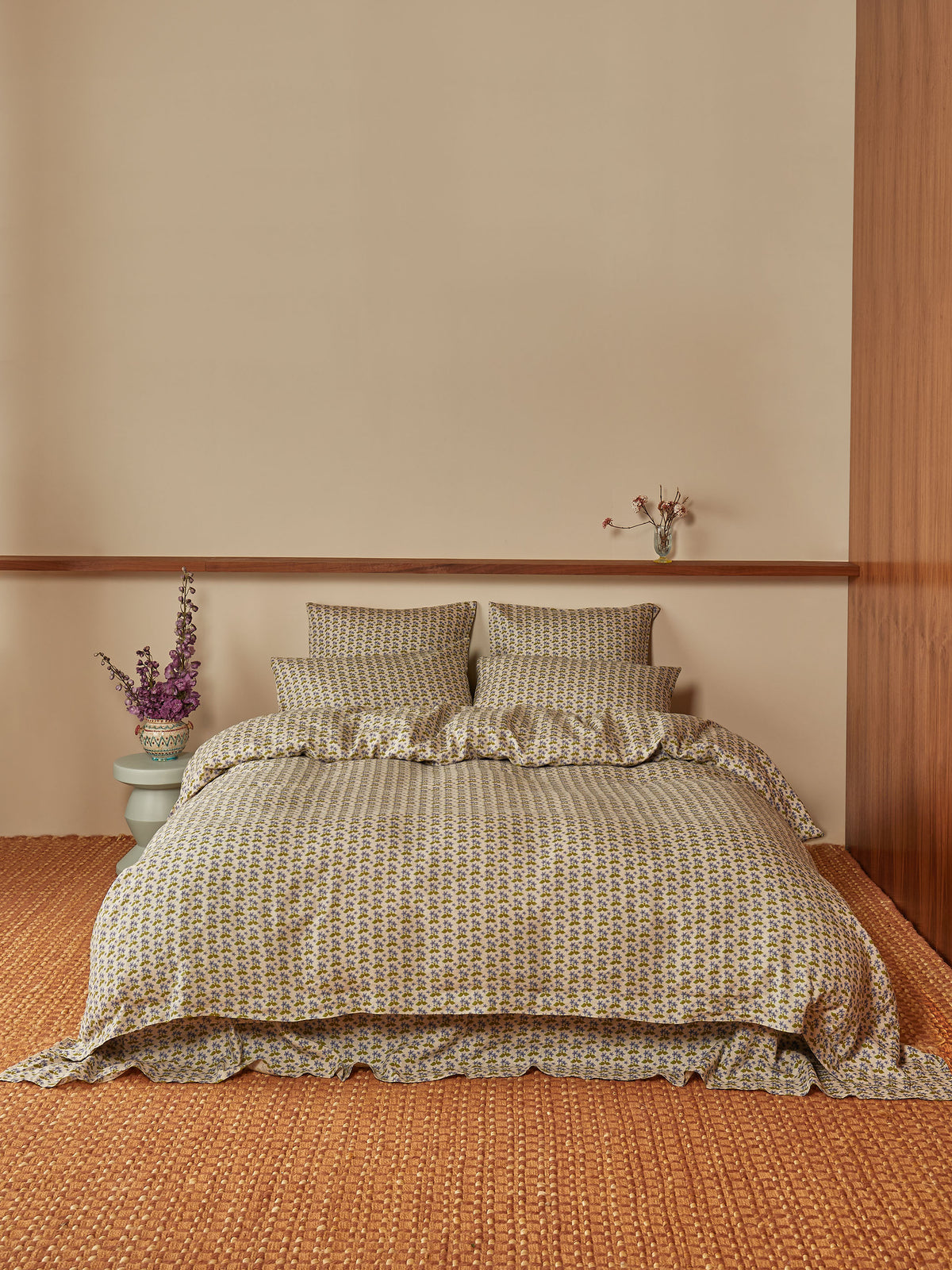 Petit Madeline Blue Linen Quilt Cover