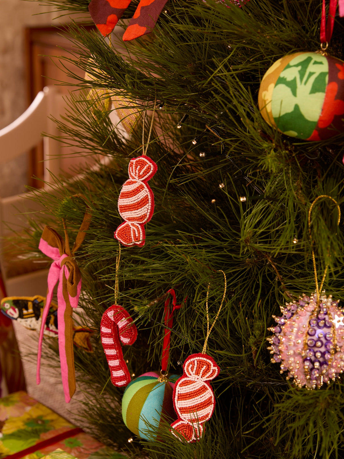 Bon Bon Red Beaded Christmas Decoration