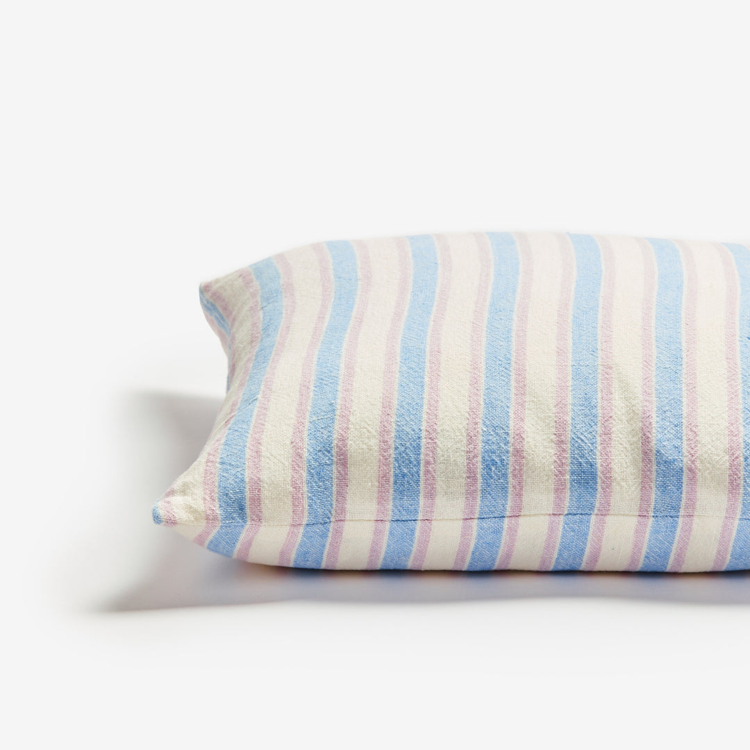 Linear Blue 50cm Linen Cushion Detail | Blue Striped Cushion