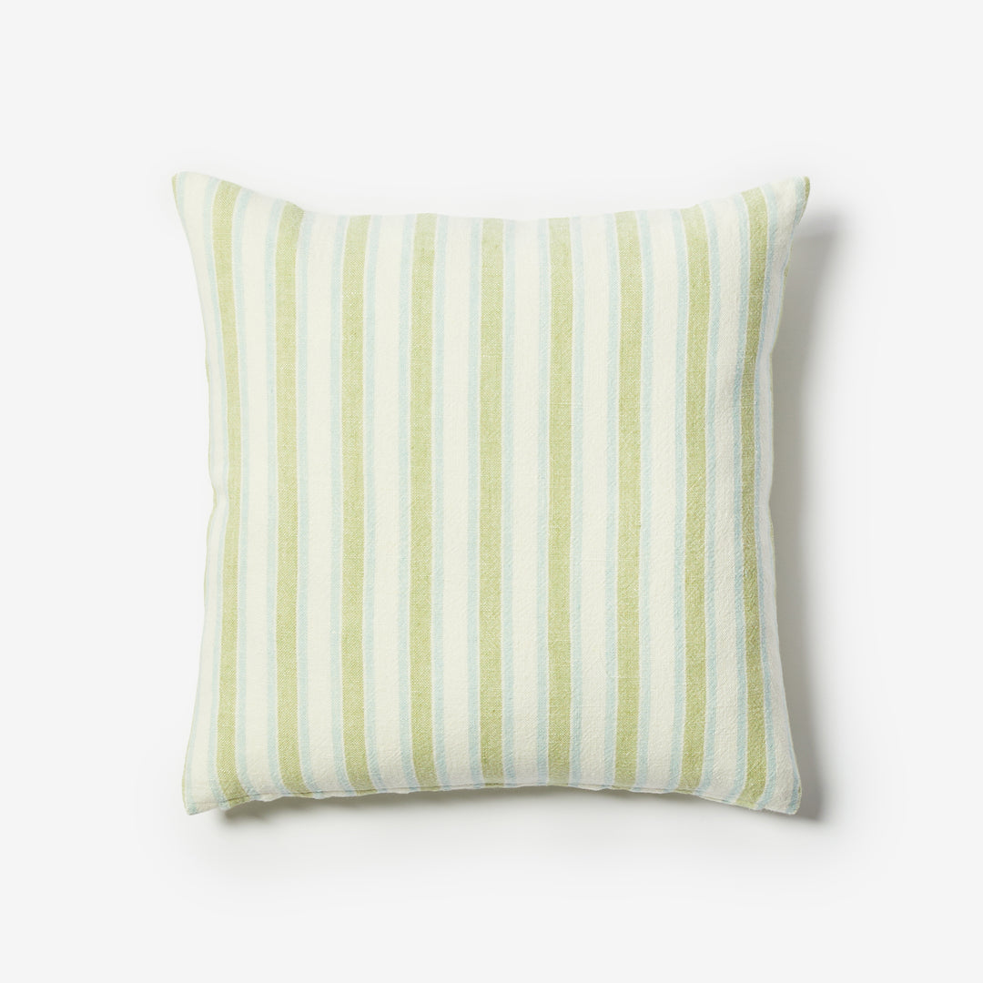 Linear Green 50cm Linen Cushion Front | Green Striped Cushion