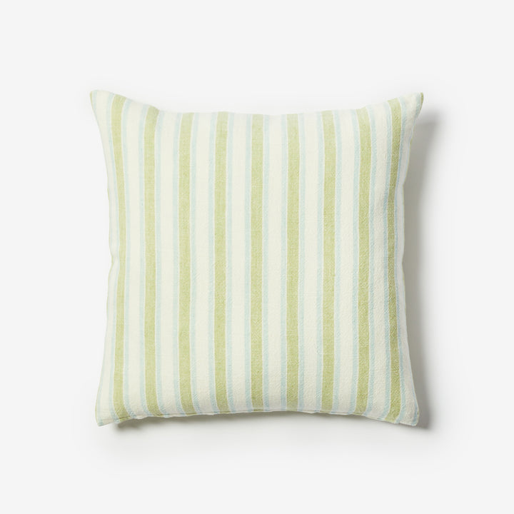 Linear Green 50cm Linen Cushion Front | Green Striped Cushion