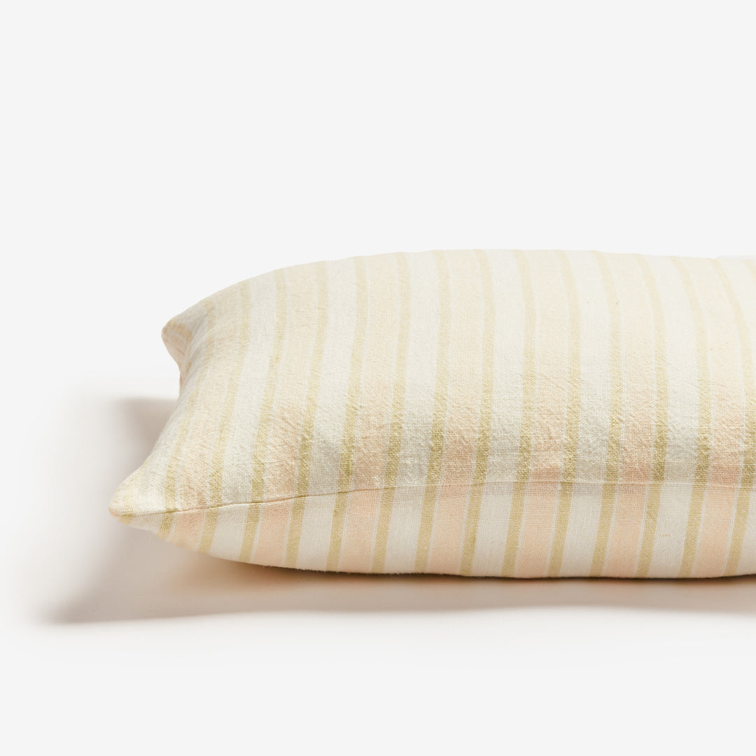 Linear Buff 50cm Linen Cushion Detail | Neutral Striped Cushion