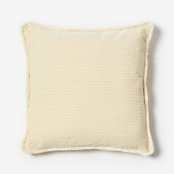 Nile Mustard Woven Cotton Cushion Front | Striped Mustard Cushion