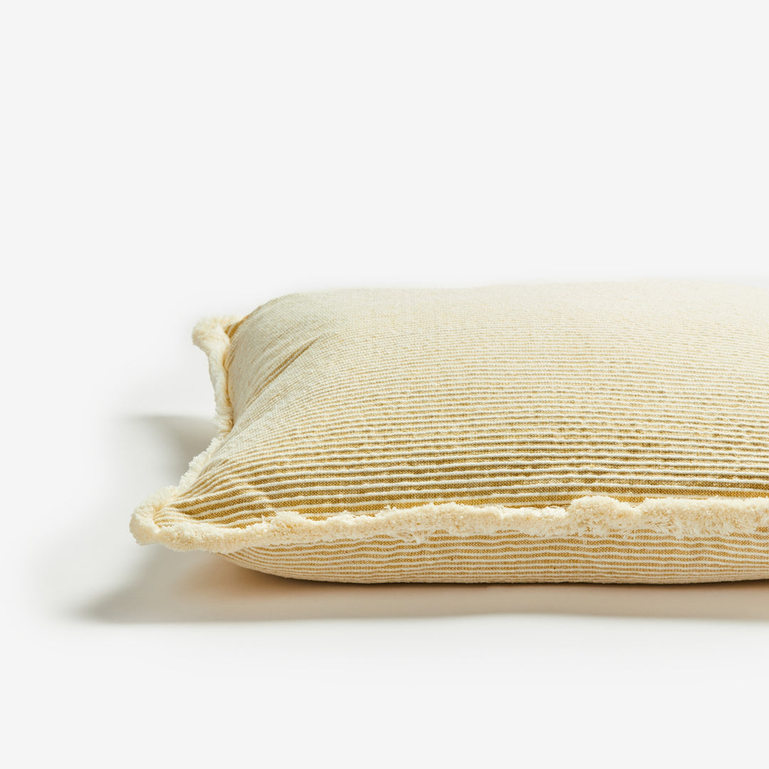 Nile Mustard Woven Cotton Cushion Detail | Striped Mustard Cushion