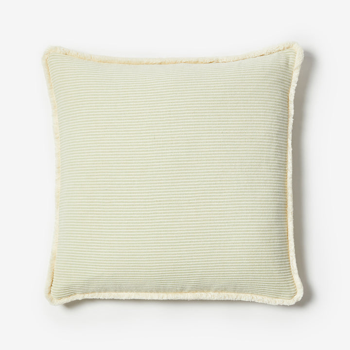 Nile Green Woven Cotton Cushion Front | Striped Green Cushion