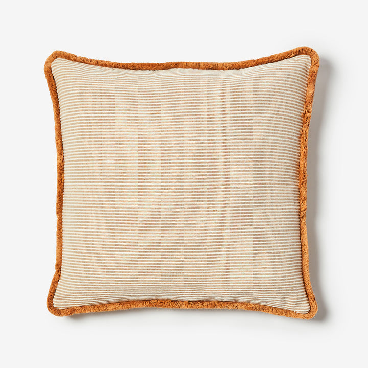 Nile Tan Woven Cotton Cushion Front | Striped Tan Cushion