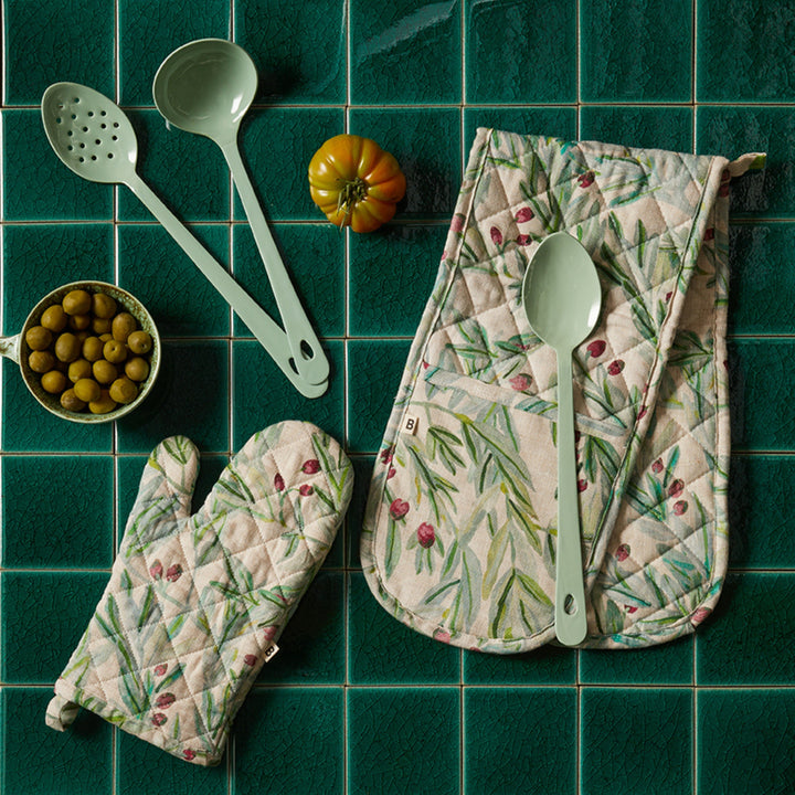 Enamel Kitchen Utensil Set | Mint Green | Slotted Spoon, Spoon & Ladle