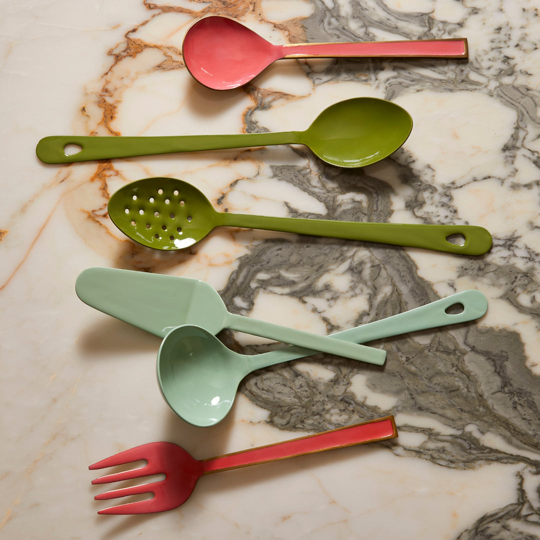 Enamel Mint Kitchen Utensil Set