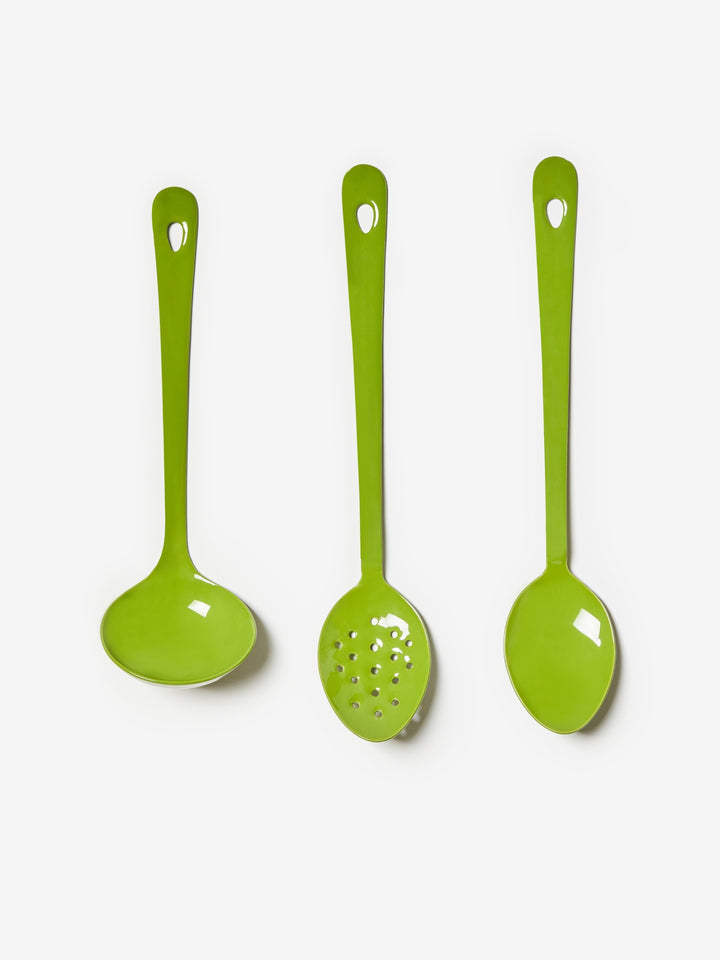 Enamel Sage Kitchen Utensil Set