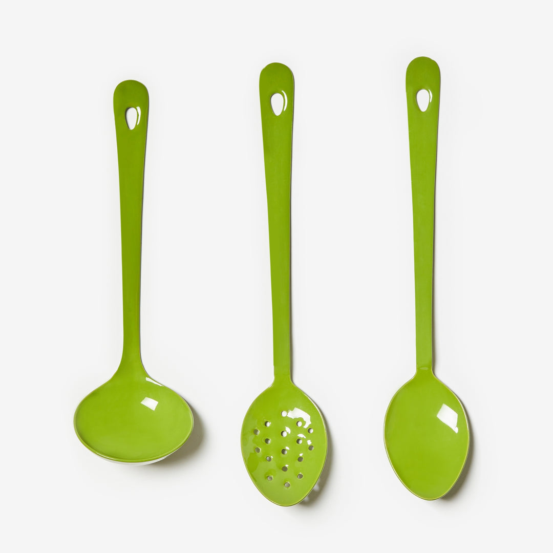 Enamel Sage Kitchen Utensil Set