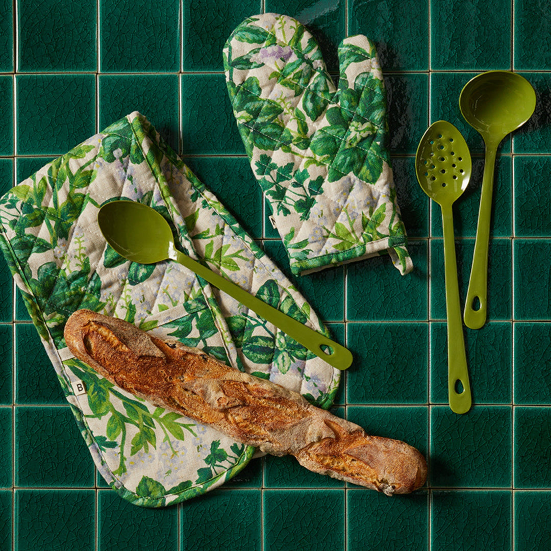 Enamel Kitchen Utensil Set | Sage Green | Slotted Spoon, Spoon & Ladle