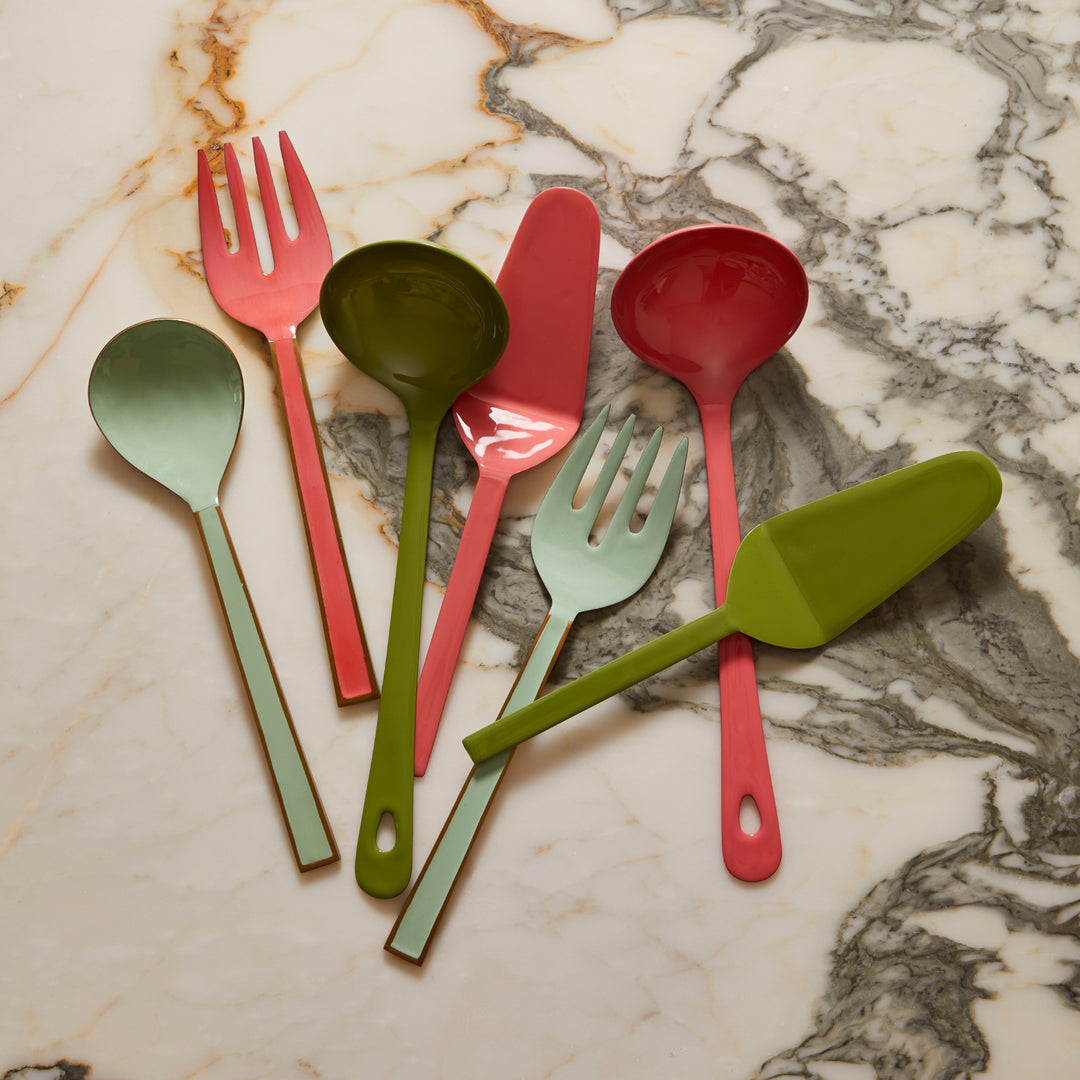 Enamel Sage Kitchen Utensil Set