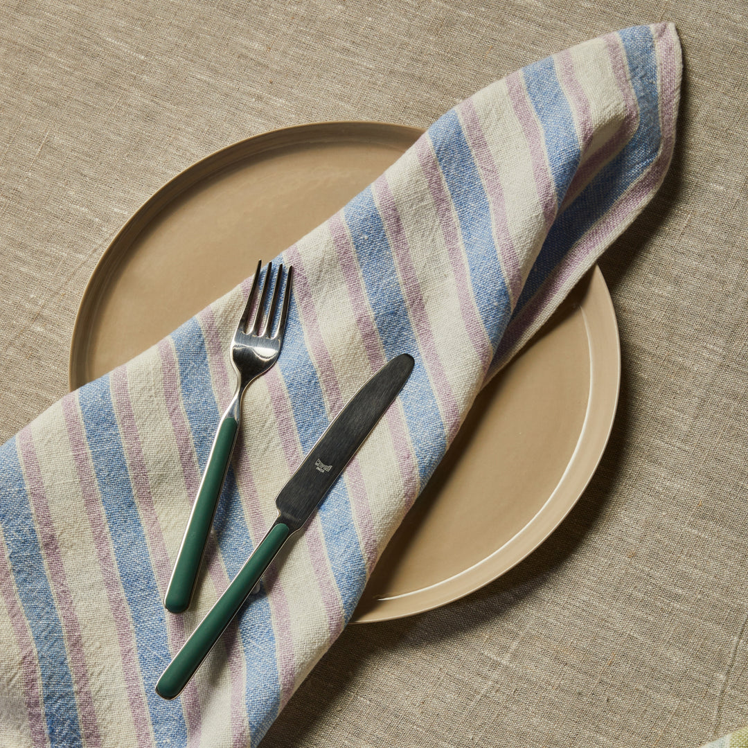 Linear Tan Napkins Styled With Neutral Table Linens