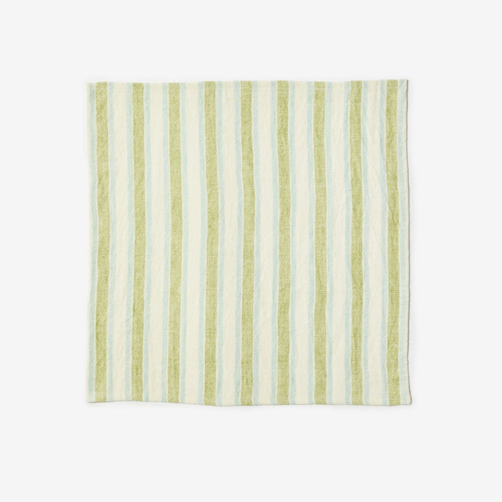 Linear Green Napkins | 45cm x 45cm Linen Napkins | Striped Napkins