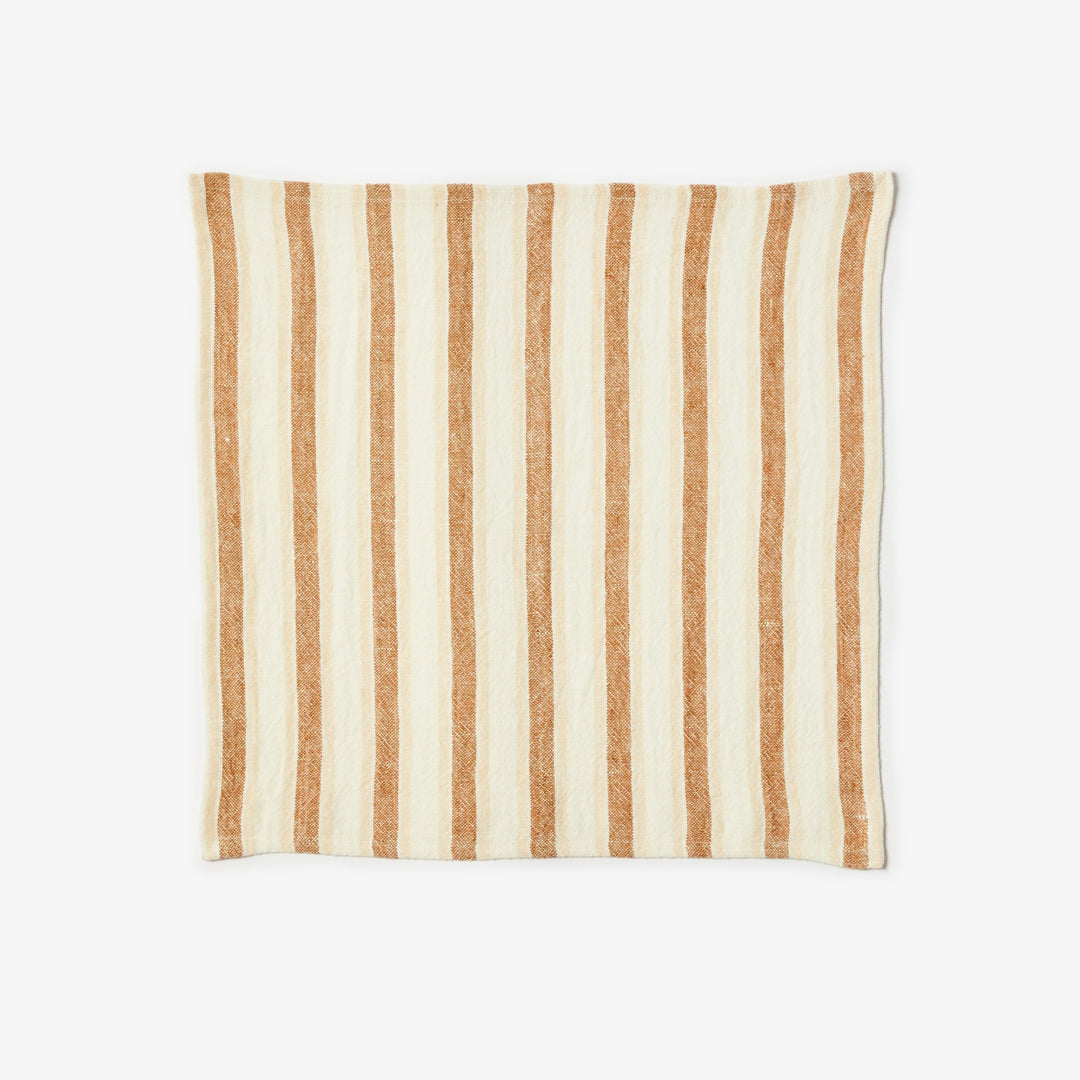 Linear Tan Napkins | 45cm x 45cm Linen Napkins | Striped Napkins