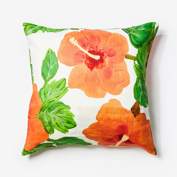 Hibiscus Coral European Pillowcases (set of 2)