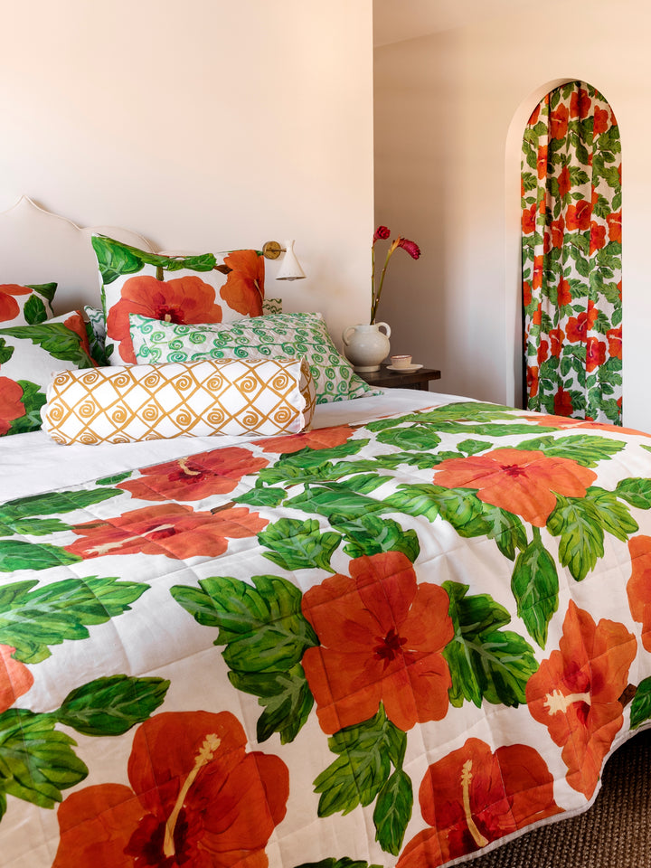 Hibiscus Coral European Pillowcases - Almost Perfect