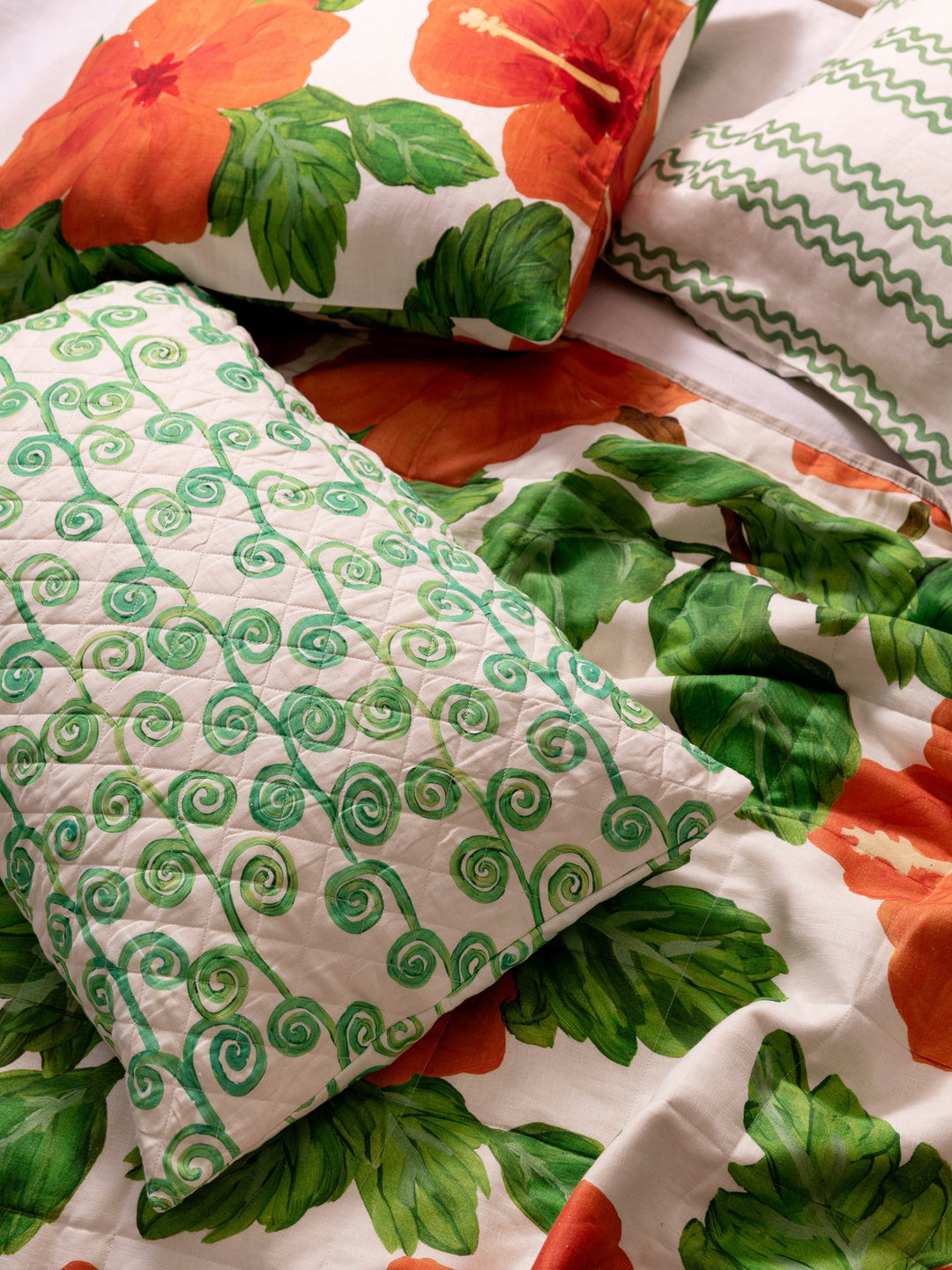 Hibiscus Coral European Pillowcases - Almost Perfect