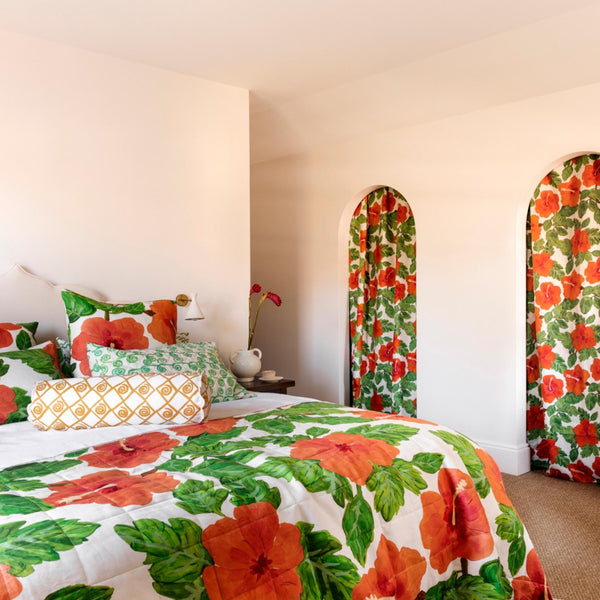 Hibiscus Coral European Pillowcases (set of 2)