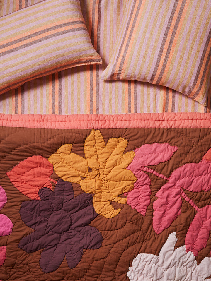 Stripe Orange Linen European Pillowcases