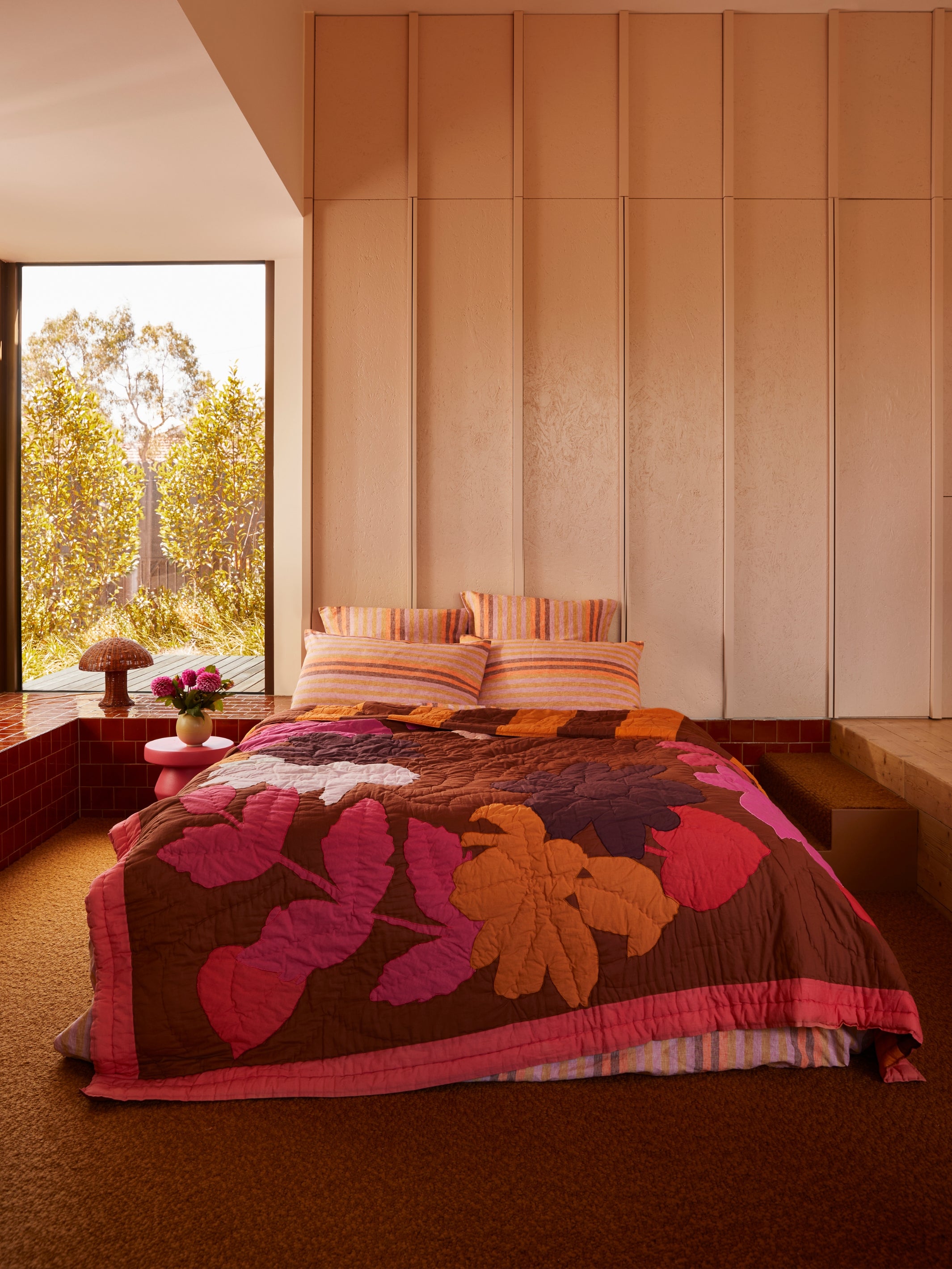 Stripe Orange Linen European Pillowcases